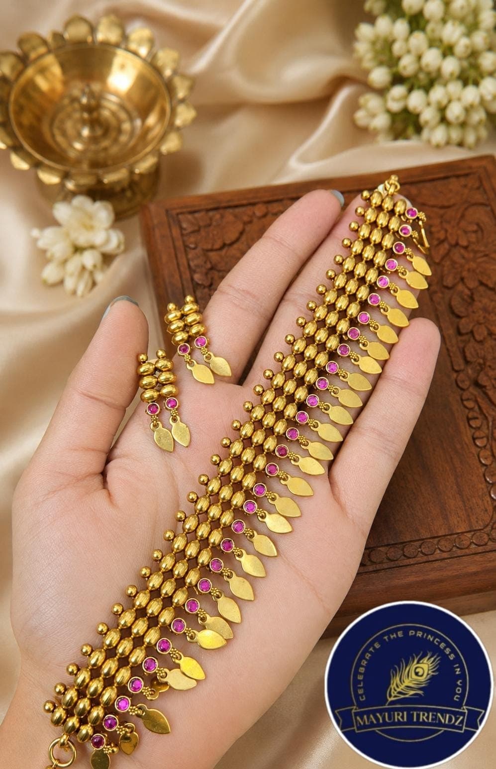 Beaded Drop Necklace & Earring Set