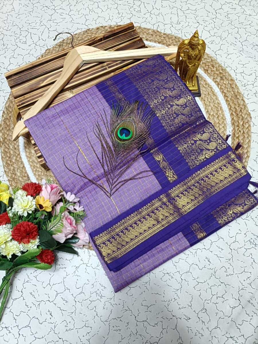 Kanchi Cotton Saree Checked