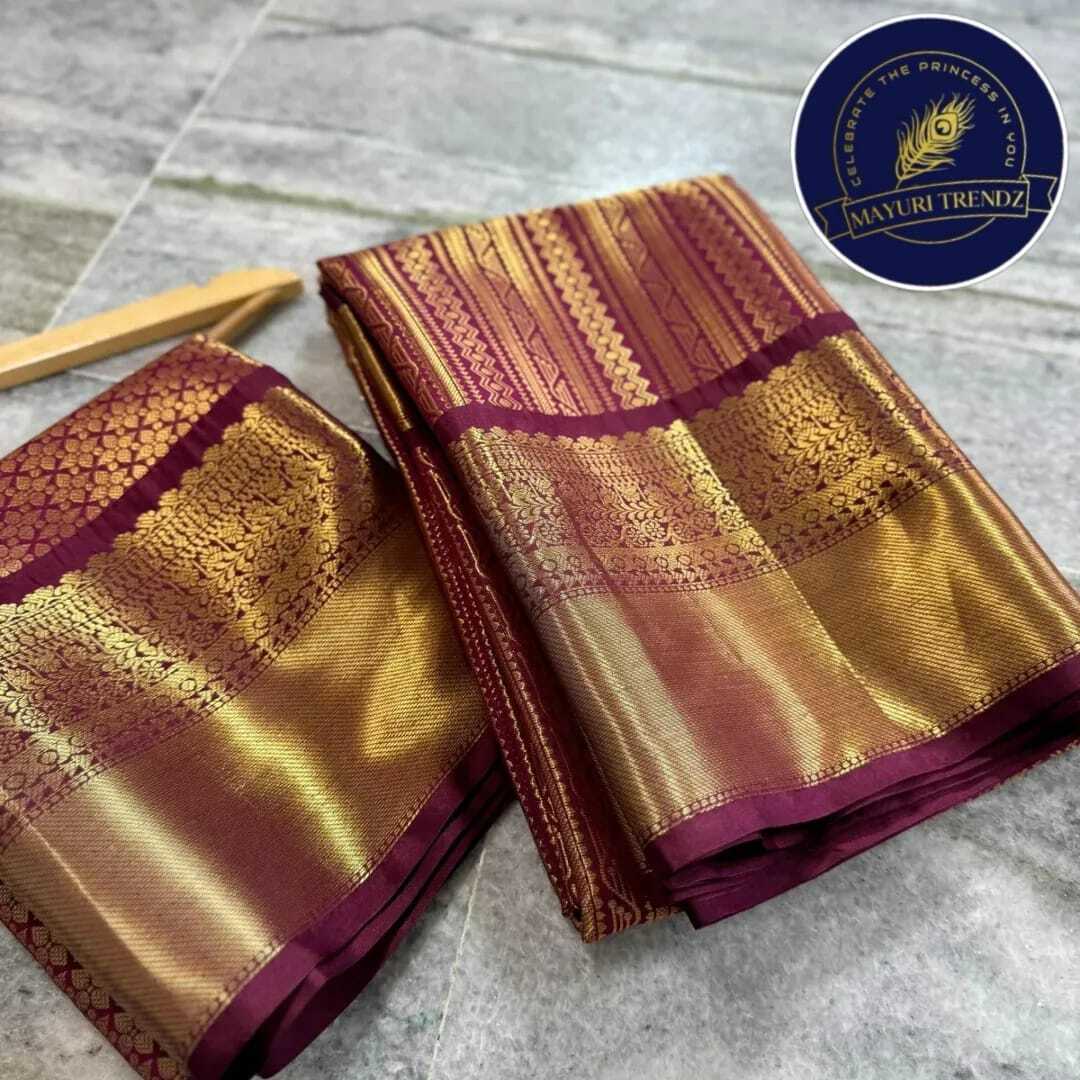 Maroon Golden Silk Saree — photo 1 of 1