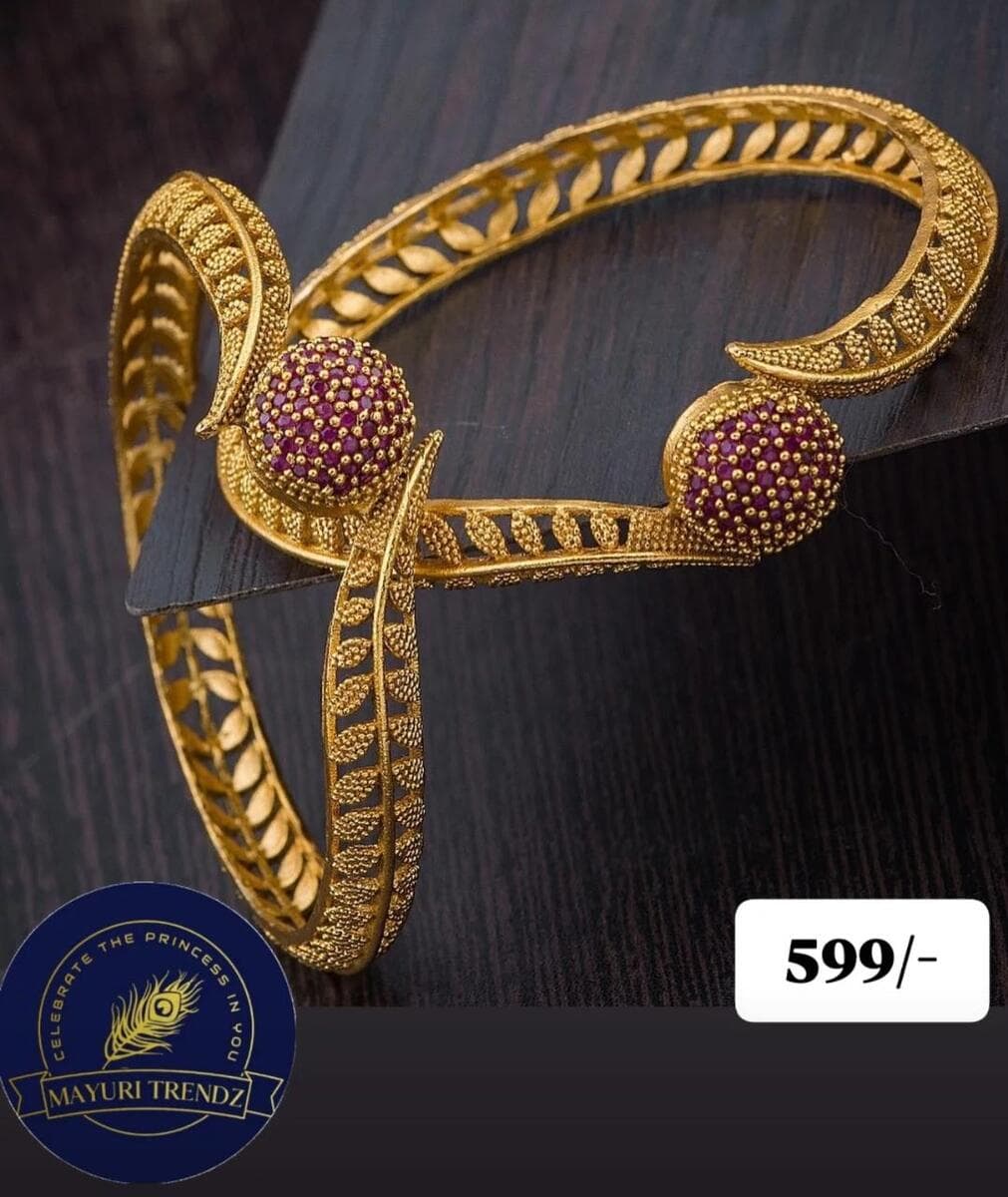 Ruby Spinned Leaf Designed Bangle Set of 2 — photo 1 of 1